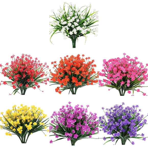 Artificial Flowers for Outdoors 7 Bundles Artificial Outdoor Flowers Fake Flowers Green Shrubs Garden Porch Outdoor Artificial Flowers Decorate Fake Flowers Outdoor