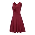 thumbnail image 2 of Ketyyh-chn99 Robes d'Été pour Femmes Grande Taille Robe d'Été Extensible Robe T-shirt Décontractée Robes à Manches Longues Robe Boho de Plage Rouge Vin,G, 2 of 4