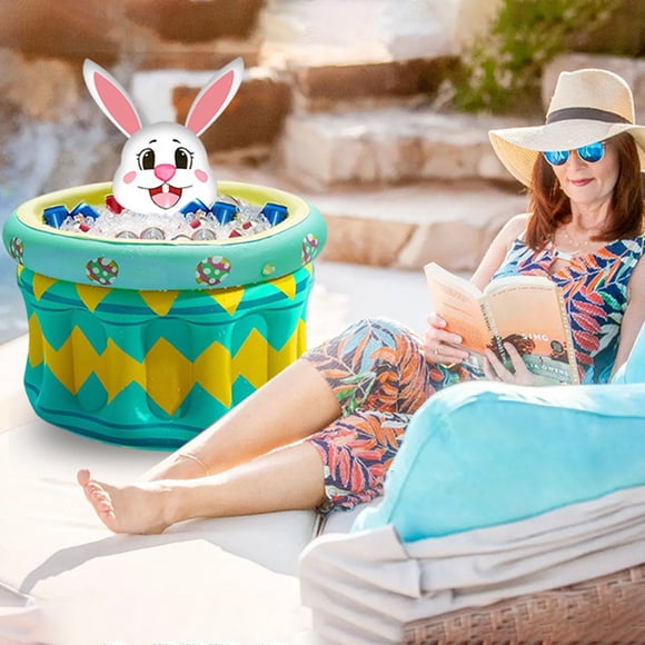 cpengpj Seau à Glace Gonflable Lapin de Pâques Refroidisseur de Boissons d'Été Seau à Glace Œufs de Pâques Cadeau Seau de Rangement en PVC