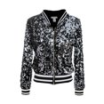 thumbnail image 1 of Veste à Fermeture Éclair devant à Paillettes à Manches Longues pour Femmes, Poignets Côtelés, Hauts d'Extérieur à Manches Longues, 1 of 5
