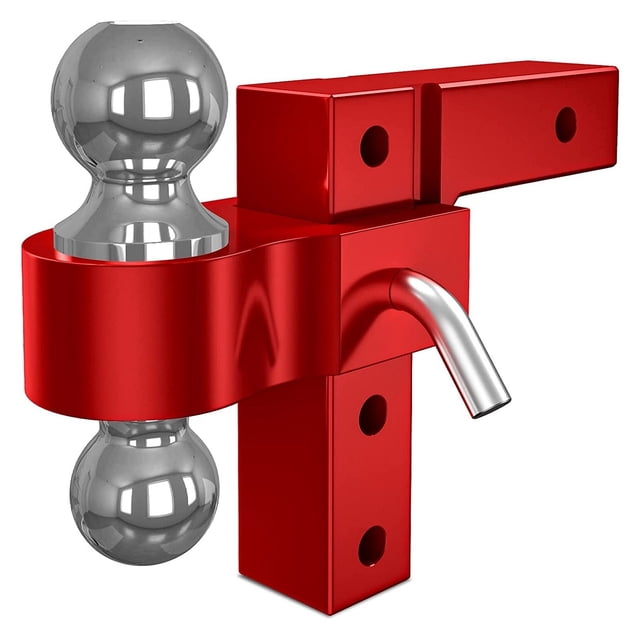 Adjustable Trailer Hitch Ball Mount Fits 2-Inch Receiver 6-Inch Drop Hitch Tow Hitch Aluminum Forged Shank 2"& 2-5/ 16"Balls ,Weatherproof Double Locking Hitch Pin