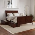 thumbnail image 1 of Lit Plateforme en Bois Portland avec Rangement Complet et Pied de Lit Assorti, Noyer, 1 of 11