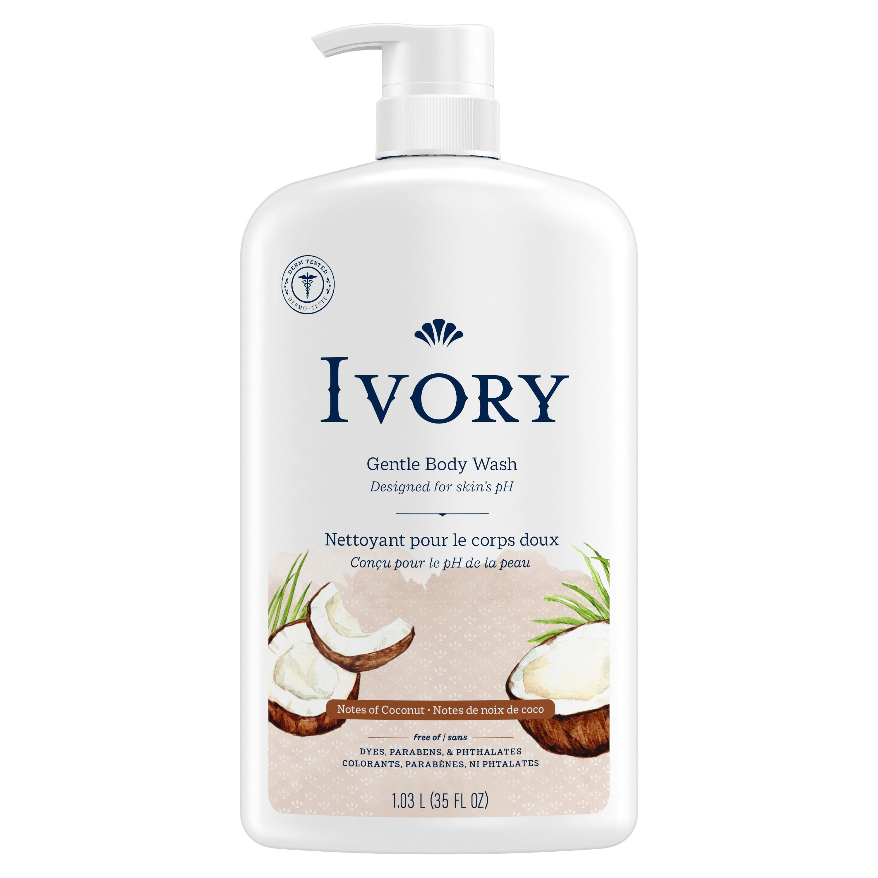 Ivory Nettoyant pour le Corps Doux et Délicat, Parfum de Noix de Coco
