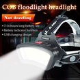 thumbnail image 2 of COB LED Headlamp, USB Rechargeable Waterproof Headlight 2000 Lumens, with Red Light, Work Light for Helmet, Car Maintenance and Construction, 7-14 Hours Runtime [Energy Class A], 2 of 5