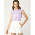 thumbnail image 3 of INSPIRE CHIC Women's Tie Neck Cap Sleeve Button Down Ruffle Summer Shirt, 3 of 6