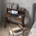 thumbnail image 3 of Gymax Computer Desk Study Writing Table Small Space w/ Drawer & Monitor Stand Walnut, 3 of 9