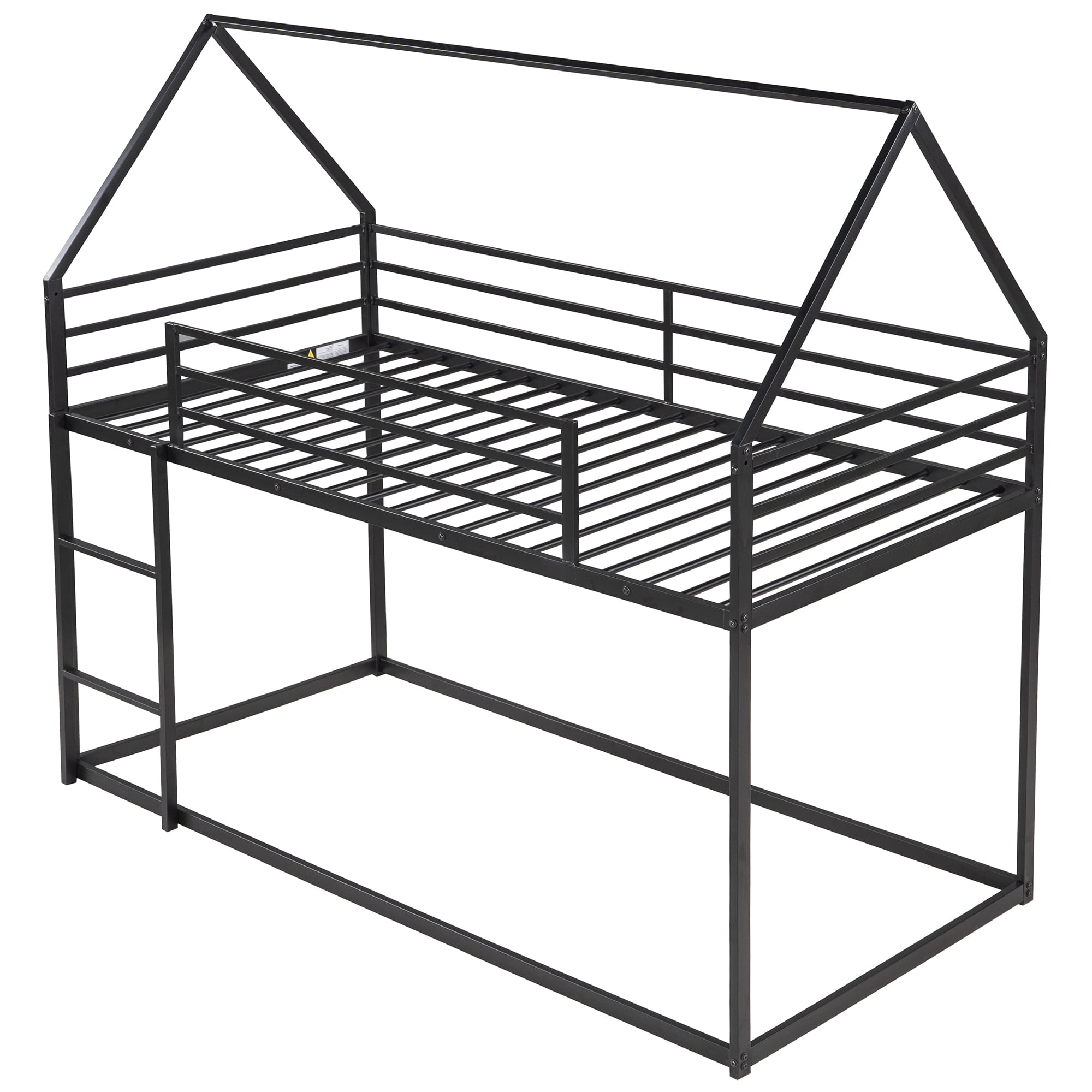Noble House Twin over Twin House Bunk Bed with Built-in Ladder,Black