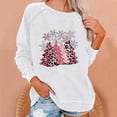 thumbnail image 1 of Meichang Christmas Shirts for Women Pink Leopard Xmas Tree Graphic T Shirts Raglan Long Sleeve Crew Neck Pullover Holiday Distressed Washed Sweatshirts, 1 of 5