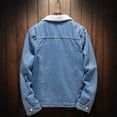 thumbnail image 4 of Men Casual Denim Jacket And Velvet Stand-collar Single-breasted Jacket Coat, 4 of 5