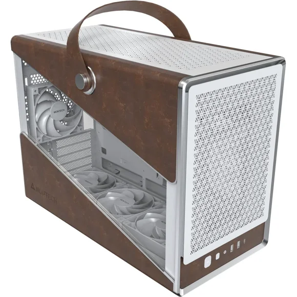 Montech Heritage Blanc Acier Blanc / Cuir / Verre Trempé Micro ATX/Mini ITX (Fond de Panier) Étui d'Ordinateur