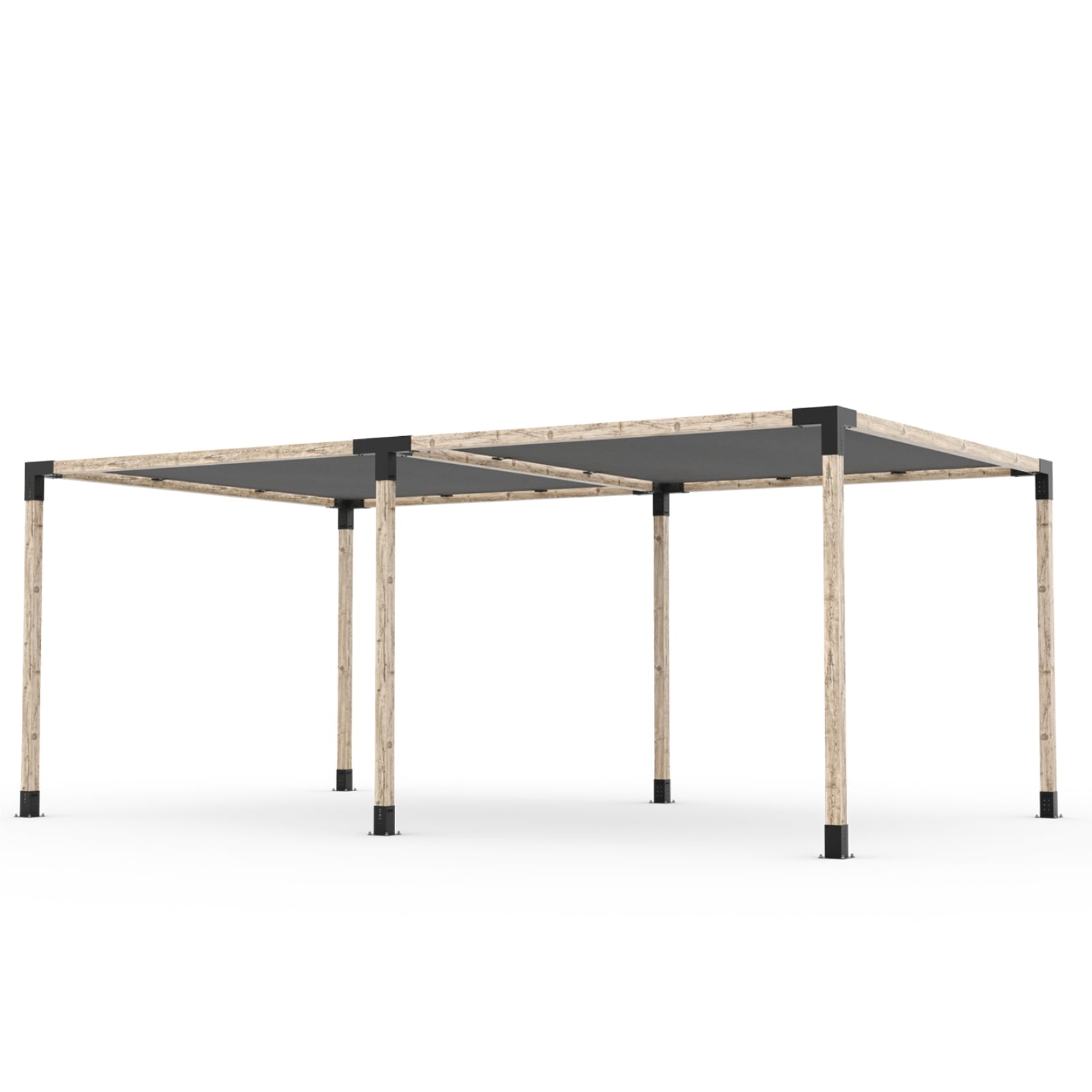 Toja 8' X 24' Double Pergola Kit With 2 Shade Sails For 4X4 Wood Posts