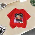 thumbnail image 5 of PMVFHDE T-Shirts à Manches Courtes pour Fille Hauts Mignons pour Fille Hauts d'Été Tendance pour Filles Robe T-Shirt Tendance pour Filles T-Shirt Graphique Mignon pour Fille Col Rond T-Shirt à Manches Courtes d'Été Décontracté Rouge, 3-4 Ans, 5 of 5