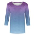 thumbnail image 4 of VSSSJ Hauts à Manches 3/4 pour Femmes Décontractés Tendance à Imprimé Dégradé Manches Raglan Col Ras du Cou Coupe Décontractée Tunique T-Shirt Respirant Bleu Marine G, 4 of 4