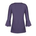 thumbnail image 5 of Timegard Tops d'Été Femmes Plissé Cranté Col en V Flare Manches 3/4 Confortable T-Shirts Haut Décontracté, 5 of 5