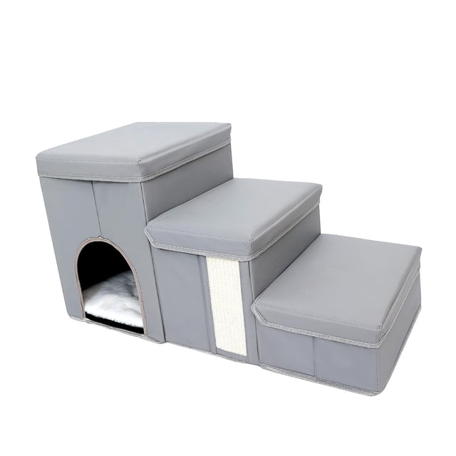 jinwen Dog Stairs Anti Slip Bottom Dog Steps for Older Dogs Small Dogs & Cats Puppy Gray