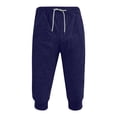 thumbnail image 2 of Posijego Men's Capri Joggers Drawstring Elastic Waist Sports Running Shorts Solid Color Casual Shorts, 2 of 4
