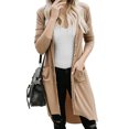 thumbnail image 1 of Women's Light Gray/Gray/Khaki/Apricot/Red Selected Button Down Pocketed High Low Cardigan, 1 of 9