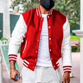 thumbnail image 2 of Lefu Men Classic Thin Fleece Baseball Jacket Fashion University Varsity Splicing Coat, 2 of 9