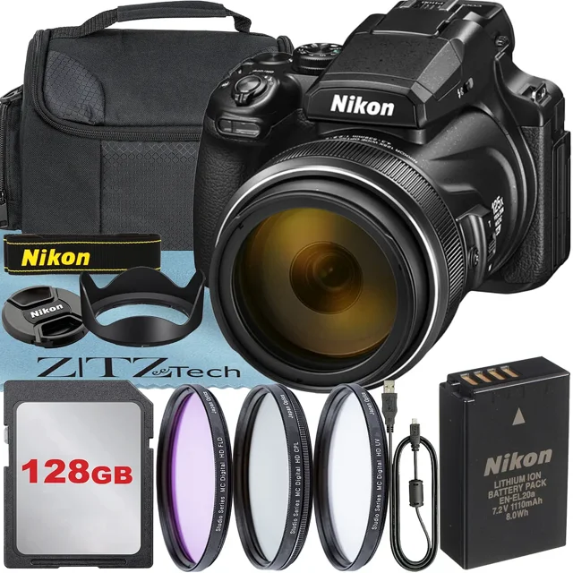 Nikon COOLPIX P1100 125x Super Zoom Compact Digital Camera + 128GB Memory Card + Tripod + ZeeTech Basic Bundle