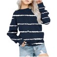 thumbnail image 1 of Yuyuzo Chandails en Molleton pour Filles Tout-Petits Col Rond Manches Longues Décontracté Confortable Rayé Pull d'Automne pour Bébé Fille, 1 of 5