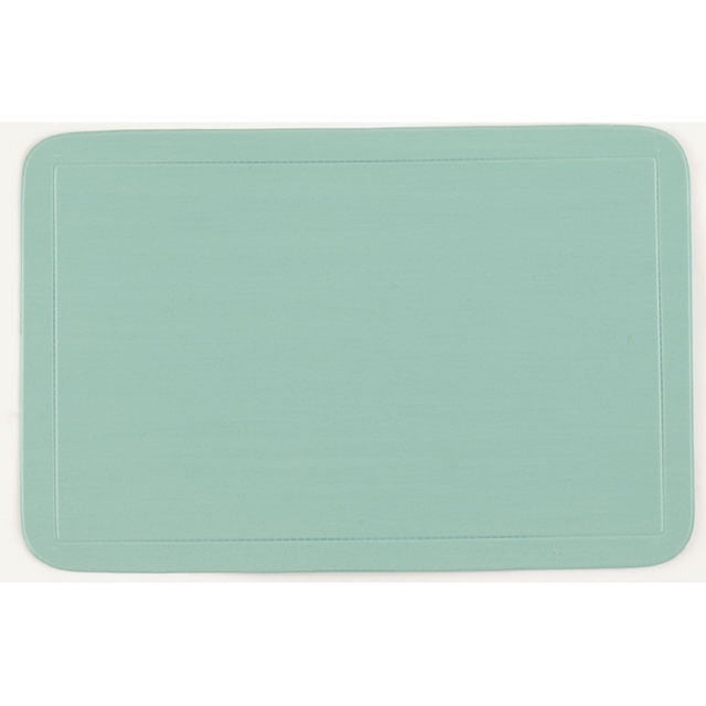 Plastic Placemat (Light Blue) - Set of 12 showing a single rectangular placemat with rounded corners and a subtle inner border, made of waterproof, fade-resistant plastic measuring 11.25 by 17 inches, ideal for indoor or outdoor dining and suitable as a desk mat, easy to clean with a damp cloth.
