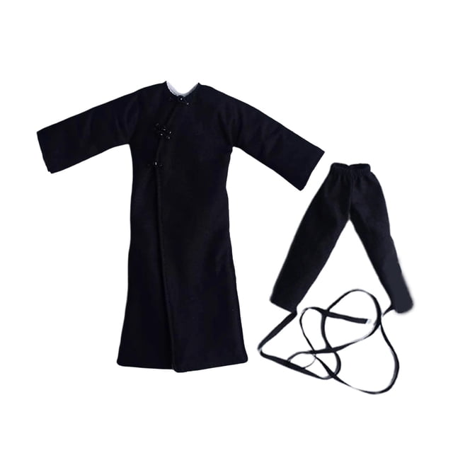 FashionCha 2 Pieces Miniature Figure Coat Action Figure Clothes Costume Accessory Trench Coat Mid Length Jacket Cloth Material Suitable for Tabletop Gaming Model Dioramas black