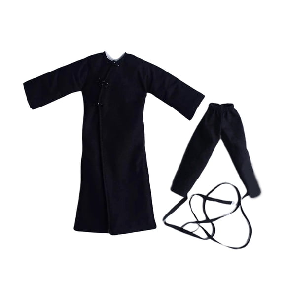 FashionCha 2 Pieces Miniature Figure Coat Action Figure Clothes Costume Accessory Trench Coat Mid Length Jacket Cloth Material Suitable for Tabletop Gaming Model Dioramas black
