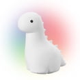 thumbnail image 1 of Billie Brontosaurus White Multicolor Changing Integrated LED Rechargeable Silicone Night Light Lamp, 1 of 7
