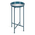 thumbnail image 1 of Kate and Laurel Celia Table d'Appoint Ronde en Métal Pliable avec Plateau, 14x14x25,75, Sarcelle/miroir, 1 of 4