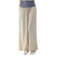 thumbnail image 1 of Timegard Womens Cotton Linen Pants Wide Leg Elastic Waisted Drawstring Casual Loose Trousers with Pockets, 1 of 4