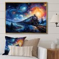 thumbnail image 1 of Designart Train framed wall Art, modern Train Rails By Vincent , Train Large framed wall art decor, Blue Modern Gold framed wall art, 32x24 inches Gold Frame, 1 of 5