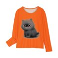 thumbnail image 4 of RXIRUCGD Chemises à Manches Longues pour Filles, Col Rond Mignon, Blouses Décontractées Élégantes (Orange, Taille : 5 Ans), 4 of 5