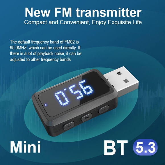 FM02 Car Bluetooth 5.3 Charger FM Transmitter Car Bluetooth Receiver Auto Bluetooth FM Transmitter USB Charger Car Accessories