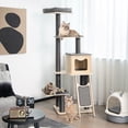 thumbnail image 2 of Gymax Arbre à Chat Moderne en Bois de 69 Po, Tour Haute à 5 Niveaux pour Chat avec Coussins Lavables, 2 of 10