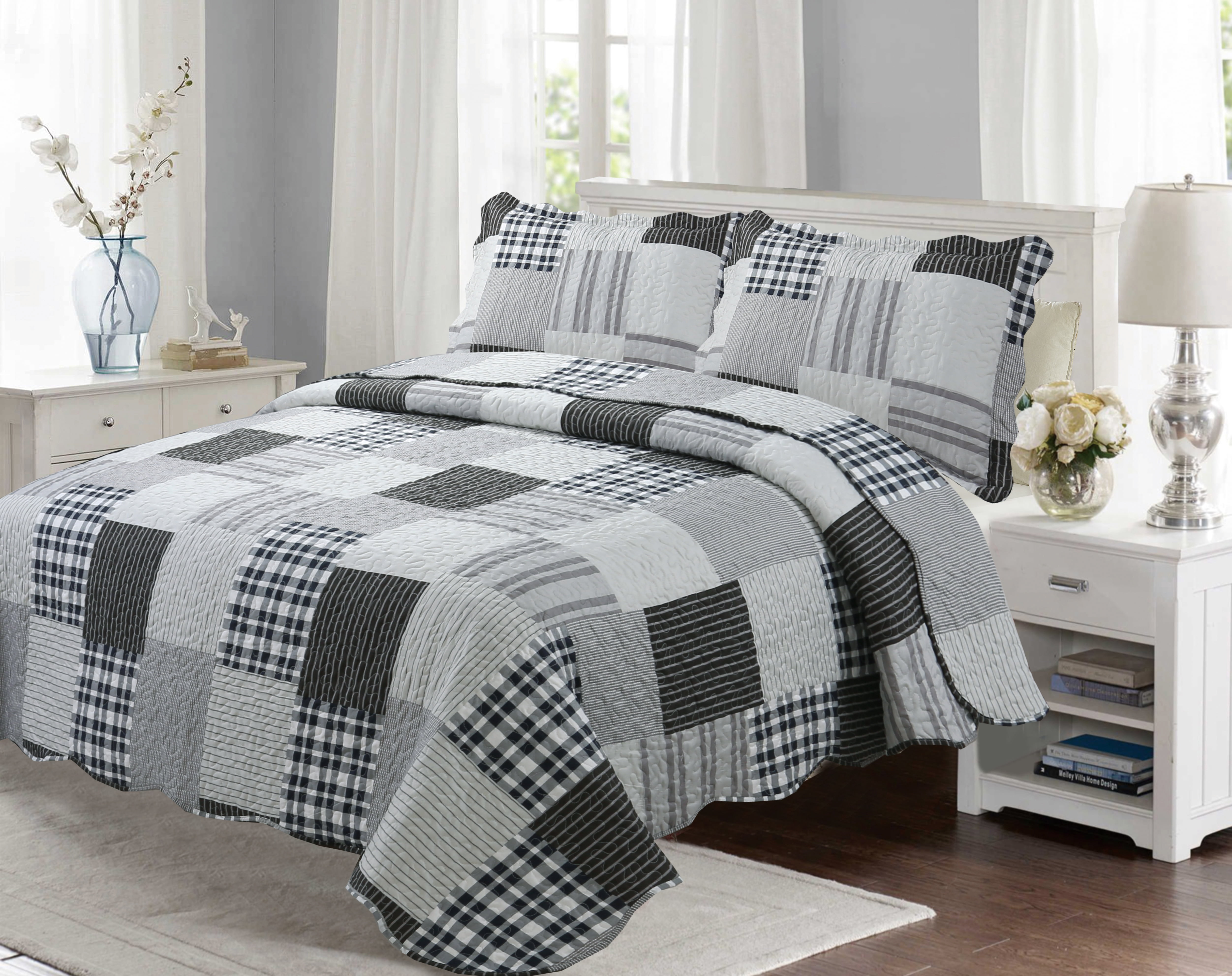 Marina Decoration Rich Printed Stitching Coverlet Bedspread Ultra Soft Summer Bedding Quilt Set with Quilted Sham