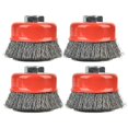 thumbnail image 1 of AainA 4 Pack Wire cup Brush for grinders, 3 Inch crimped Wire Wheel Brush with 58-Inch-11 Threaded Arbor,Max RPM 12,500, Light-Duty conditioning for Metal, Rust Removal, Abrasives, 1 of 4