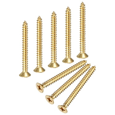 Uxcell 100-Pack Wood Screws, M3.5 x 30mm Brass Phillips Flat Head