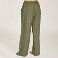 thumbnail image 4 of Timegard Cotton Linen Pants for Women Drawstring Elastic Waist Wide Leg Pants Lightweight Trousers with Pockets, 4 of 7