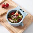 thumbnail image 4 of Wheat Straw Cat Design Small Bowl with Handle Eco-friendly Big Salad Children Dinnerware (Blue), 4 of 8