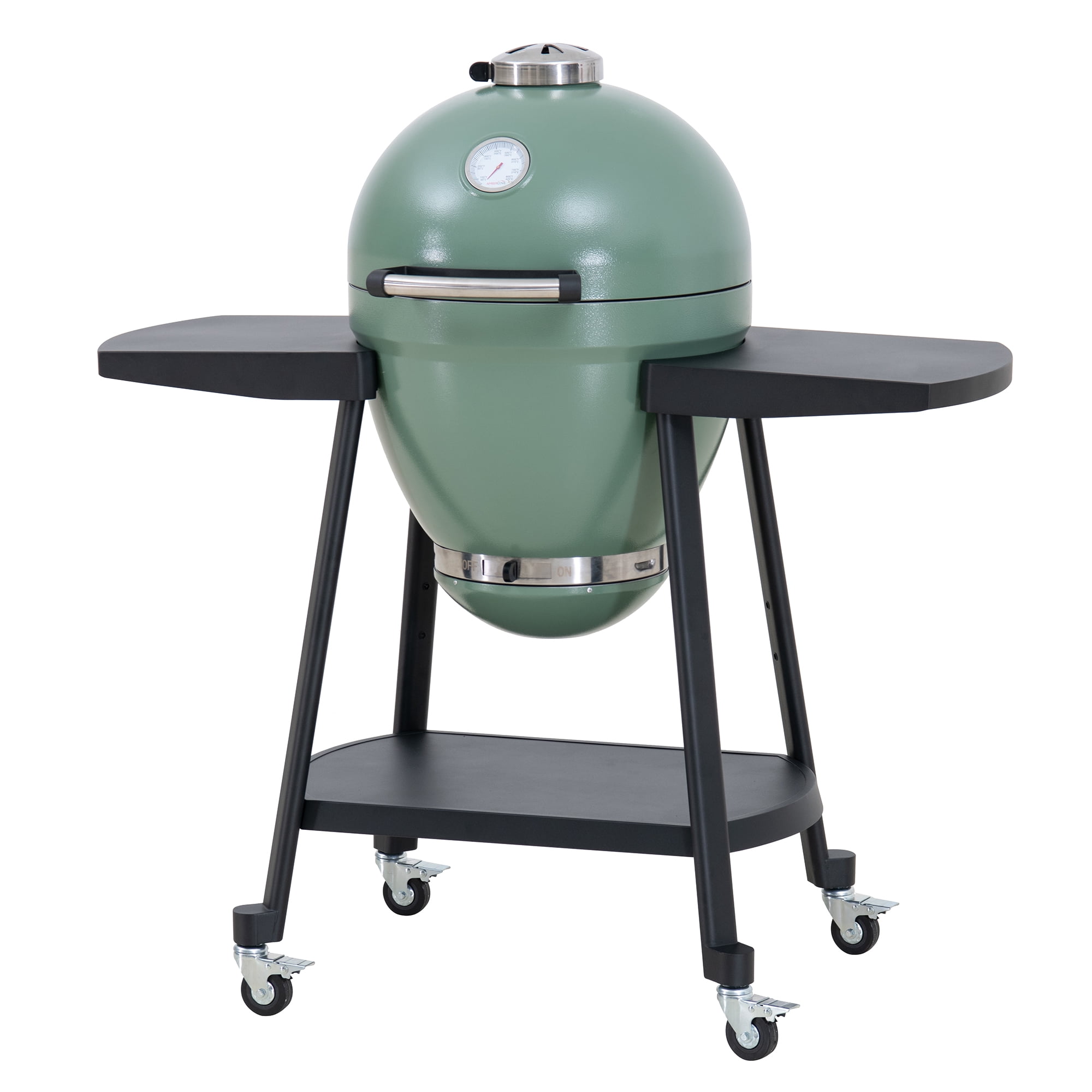 Sunjoy Barbecue au charbon Kamado 20 po – Gril extérieur de style œuf avec pierre à pizza, fonction fumoir, barbecue tout-en-un avec roues