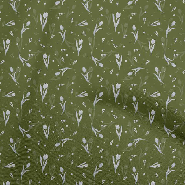 oneOone Georgette Viscose Olive Green Fabric Florals Sewing Craft Projects Fabric Prints By Yard 42 Inch Wide