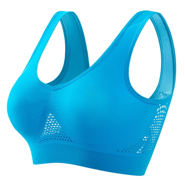 CFLVAEK Women's Full Coverage Mesh Bras No Underwire Sports Bra Breathable High Impact Support Bralettes Padding Lift Up Workout Vest Bralette
