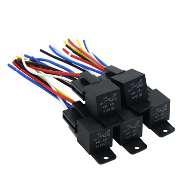 Unique Bargains Relais Automobile Étanche DC 12V 40A SPDT 5 Broches 5 Fils avec Douille de Harnais 5 Pcs
