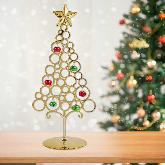 Todaioua Support de Sapin de Noël en Métal de 12,5 Pouces pour Table - Présentoir d'Ornements en Fer Forgé pour Déco de Bureau, Mini Sapin de Noël avec Dessus Étoilé, Décorations d'Exposition pour Bibliothèque de Bureau à Domicile