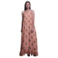 thumbnail image 1 of Bimba Robe de Nuit Imprimée Rose Pâle Saumon2 Feuilles Florales et Roses Grandiflora pour Femmes Longue à Bretelles Spaghetti Robe Maxi Vêtement de Nuit Robe Medium, 1 of 5