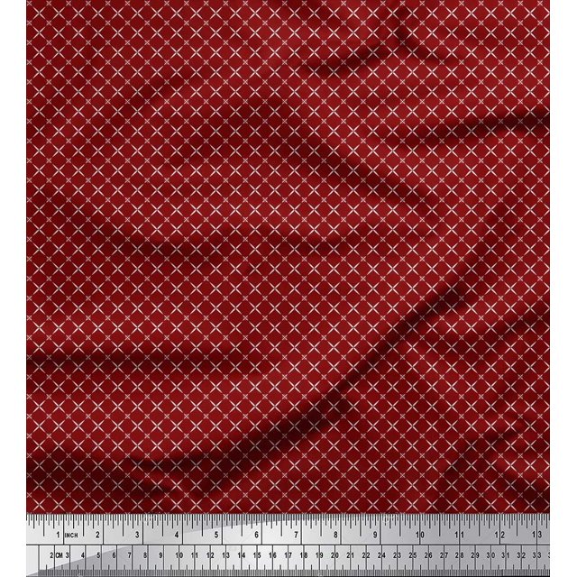 Soimoi Tissu Georgette Viscose Tissu à Petits Motifs Géométriques au Mètre 42 Pouces de Large