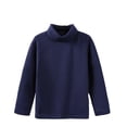 thumbnail image 1 of MIASHUI Hauts pour Enfants Col Roulé à Manches Longues T-Shirts Chauds Couleur Unie Chandail, Marine, 9-10 Ans, 1 of 5