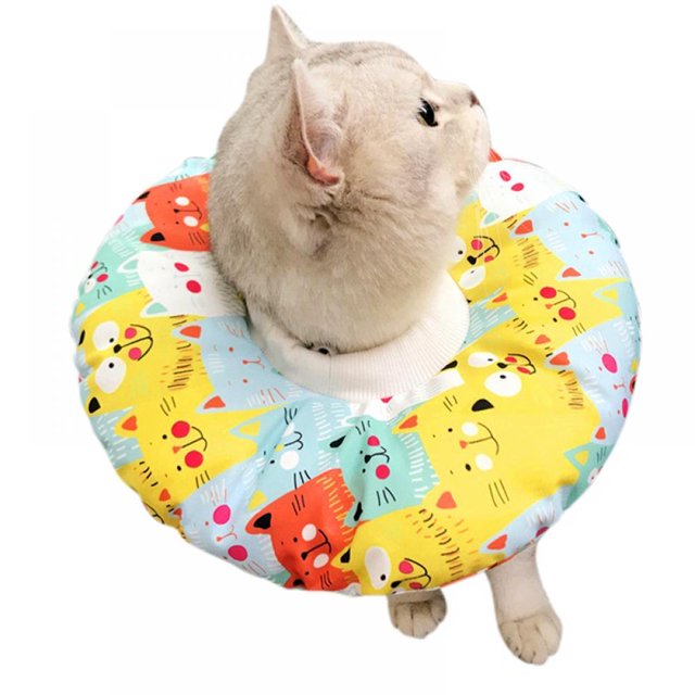 Collier Anti-Morsure pour Animaux de Compagnie Elizabeth Cercle Col Réglable Col en Coton Imperméable Cône E-Collier pour Chat et Chien