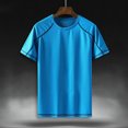 thumbnail image 3 of BOBOGOJP T-shirt à Encolure pour Homme, Coupe Classique, Manches Courtes, Col Ras du Cou (Bleu Ciel, TTG), 3 of 4