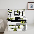 thumbnail image 4 of YST Couette Léopard Jaune Vert pour Jeunes, Literie à Rayures Géométriques Simple, Ensembles de Couette Noir Gris, Courtepointe Réversible Mi-Siècle avec 1 Taie d'Oreiller Légère, 4 of 5